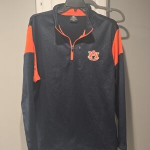 Under Armour Navy Blue and Orange Athletic Quarter Zip Pullover